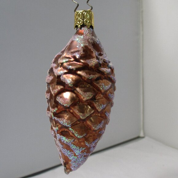 Inge-Glas Brown Glass Pine Cone Pinecone Christmas Holiday Tree Ornament - Picture 1 of 5